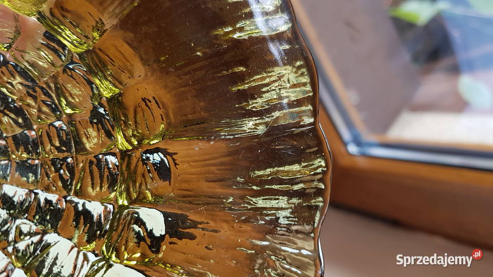 Talerzyk Cora Ząbkowice kolorowe szkło PRL Dąbrowa Górnicza