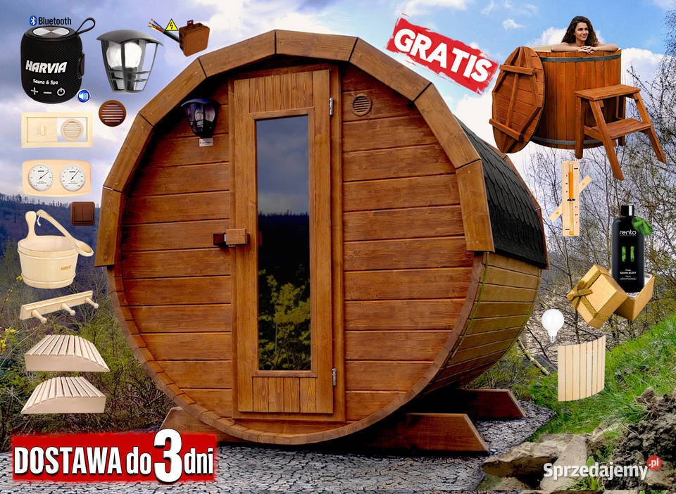 SAUNA Ogrodowa 150 MIKRO 23 osob Beczka 500L małopolskie Nowy Targ