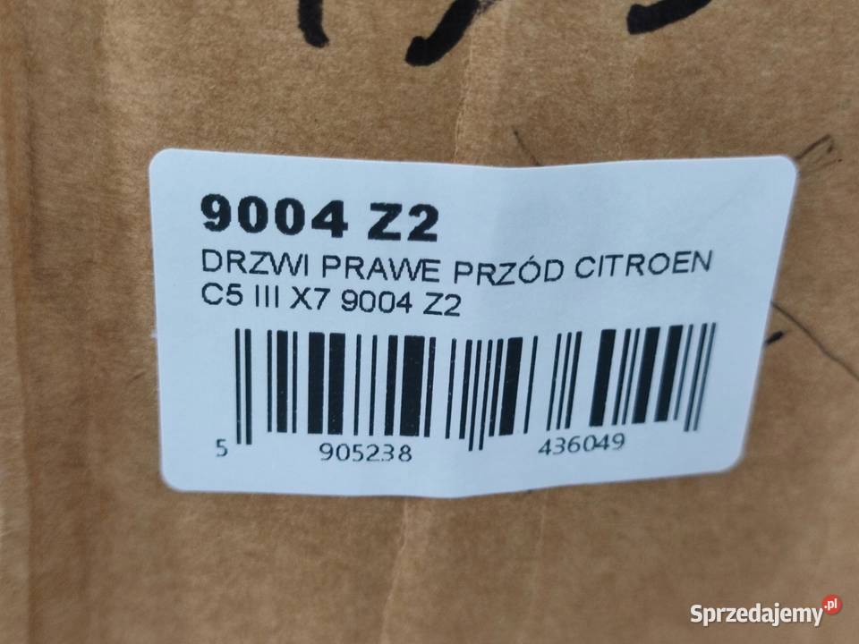 DRZWI PRAWY PRZÓD CITROEN C5 III X7 2008 9004Z2 osobowe