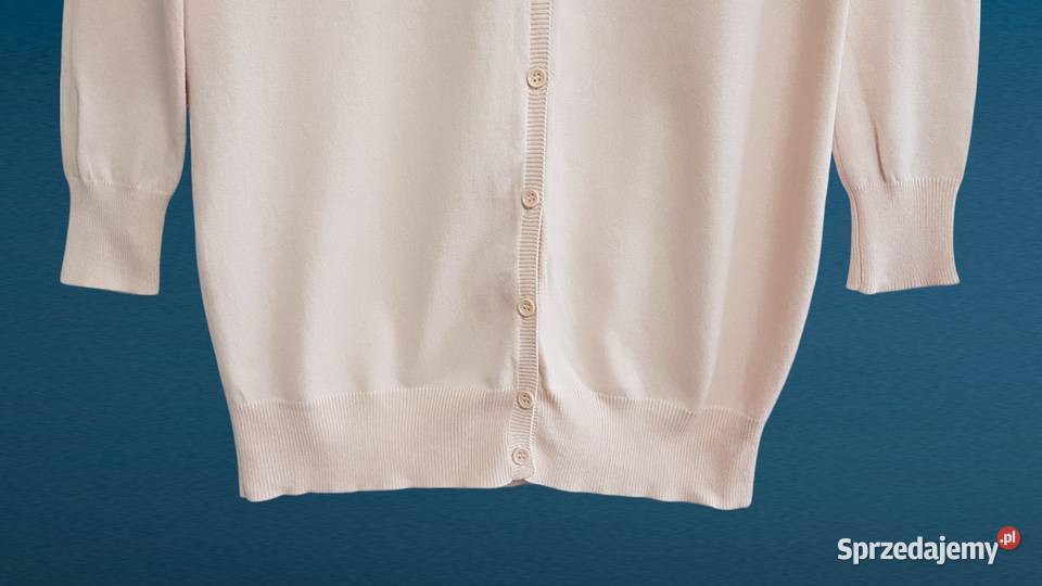 Damski bawełniany sweter pudrowy róż z długim Rozpinane  Chrzanów sprzedam