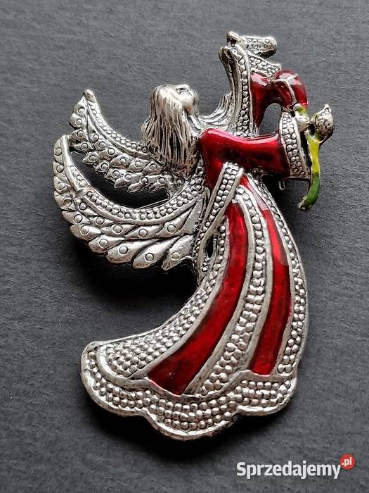 VINTAGE BROSZA ANIOŁ BOŻEGO NARODZENIA W STYLU posrebrzane Częstochowa