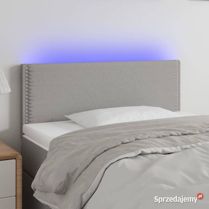 Zagłówek do łóżka z LED jasnoszary 100x5x7888 Ramy i stelaże Meble Warszawa