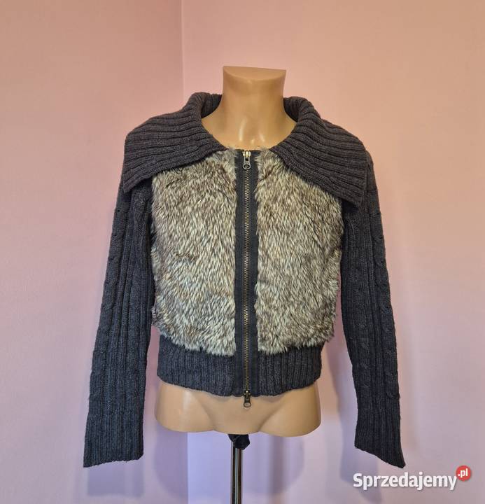 Sweter damski z futerkiem rozmiar L Brzesko