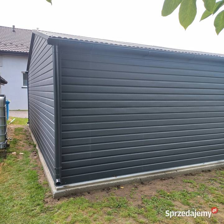 9x6 Garaż blaszany Antracyt mat obrócony spadek