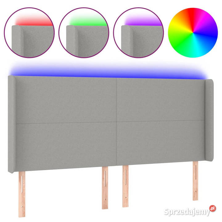 Zagłówek do łóżka z LED jasnoszary 163x16x118128 Warszawa sprzedam