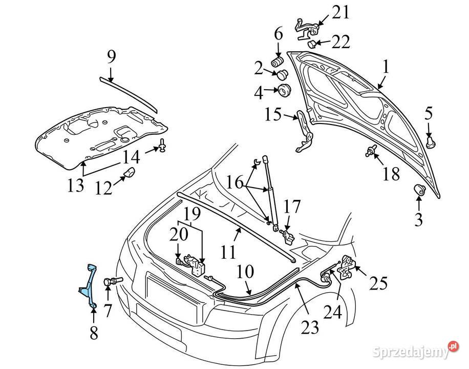 Audi A4 B6 B7 wspornik pasa odbój maski Szczerbice