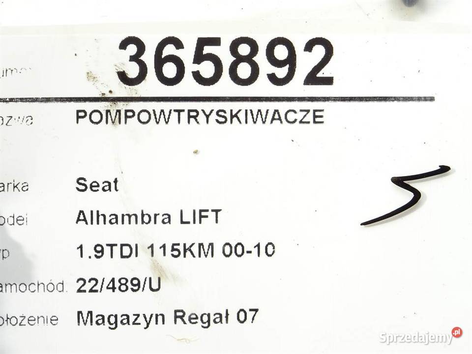 POMPOWTRYSKIWACZE SEAT ALHAMBRA I 0414720038 19