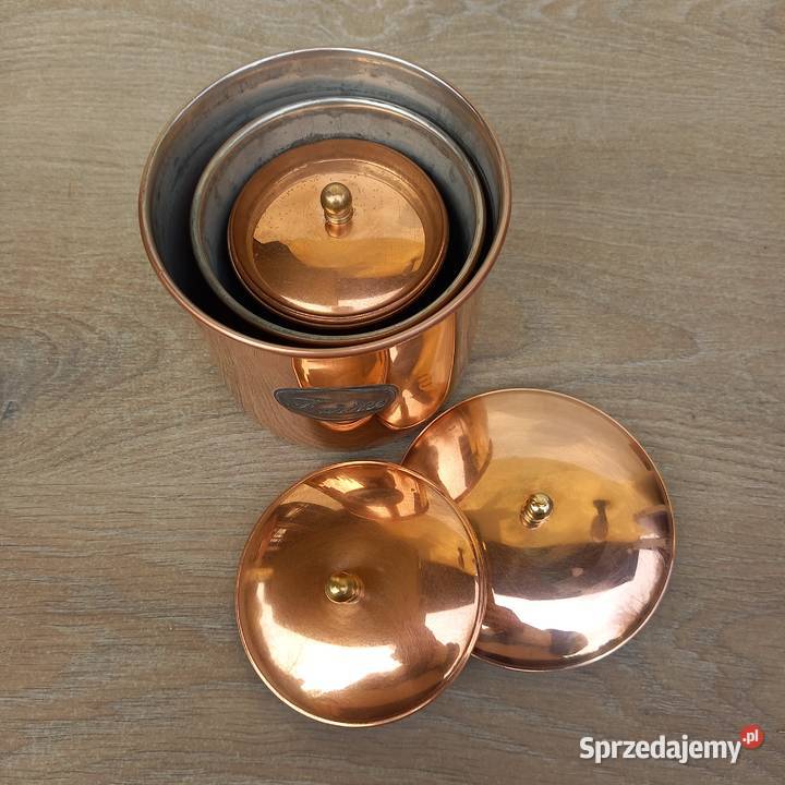 Miedziane pojemniki kuchenne komplet 3 miedziana Warszawa