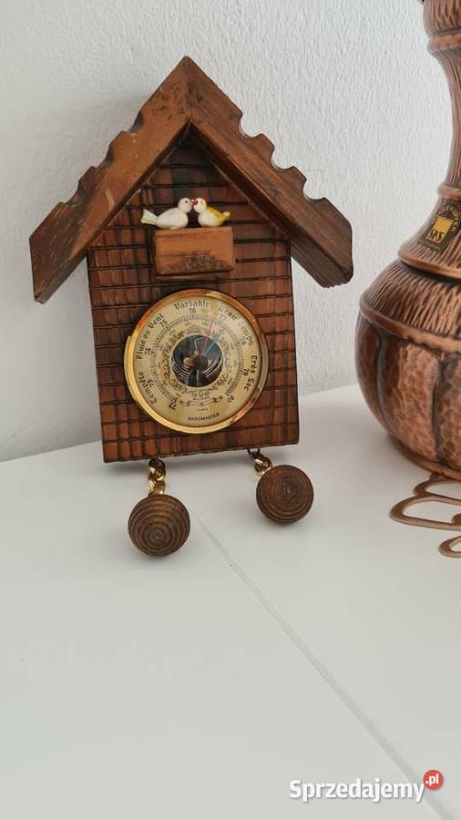 Drewniany barometr na ścianę domek z ptaszkami Gorlice