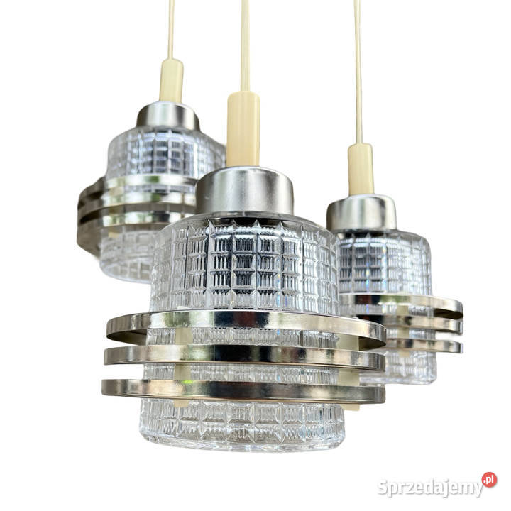 Żyrandol kaskadowy midcentury modern Pokrok Warszawa