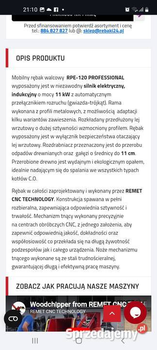 Rębak RPE120 11kwtaśmociąg 3m