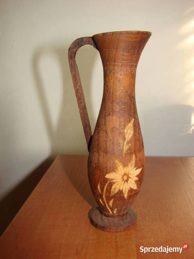 drewniany wazonik PRL Pruszcz Gdański