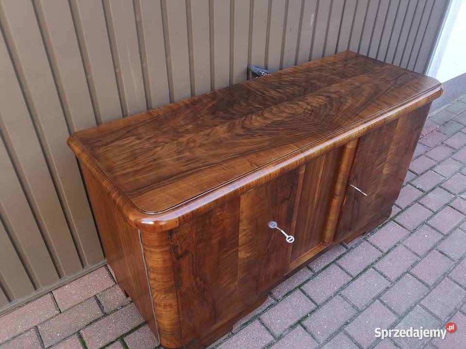 Komoda ARTDECO RTV Niska Orzech Zgrabna Stara