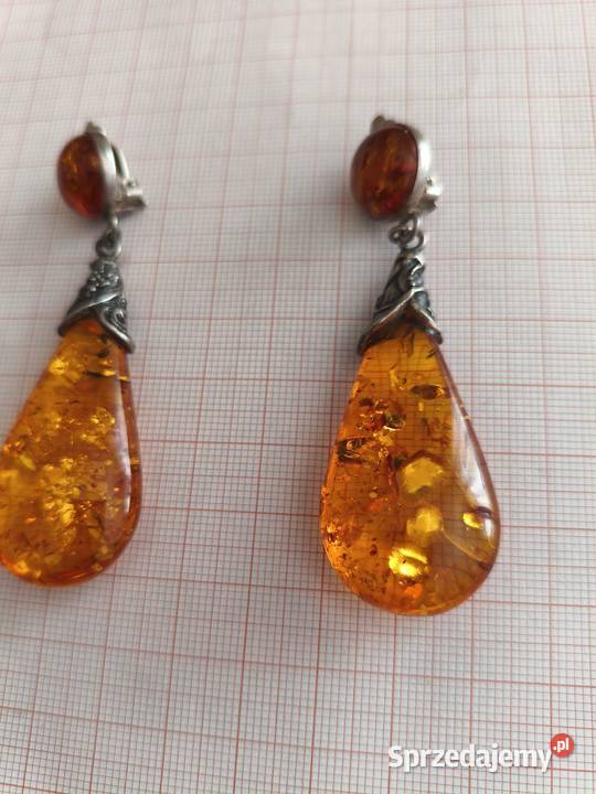 Klipsy Bursztyn Vintage podlaskie