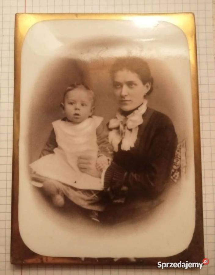 Stara XIXw Fotografia na Porcelanie Porcelana Grójec