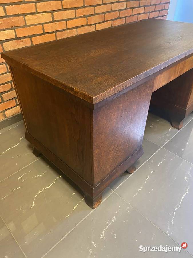 Stare dębowe dwustronne biurko gabinetowe