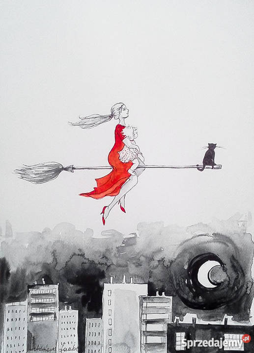 WIEDŹMY akwarela artystki plastyka Adriany Laube Malarstwo Katowice sprzedam