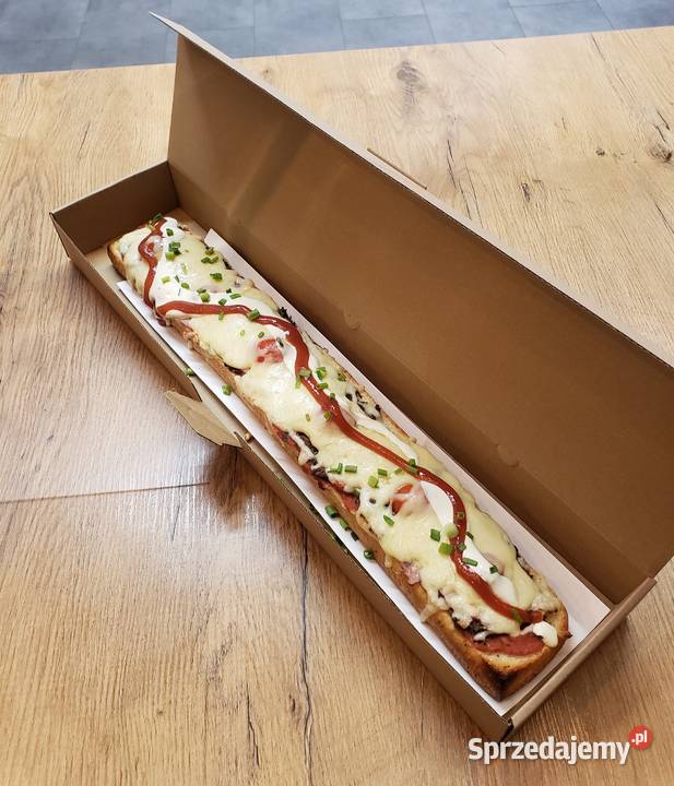 Kartony na zapiekanki szare z nadrukiem Lublin