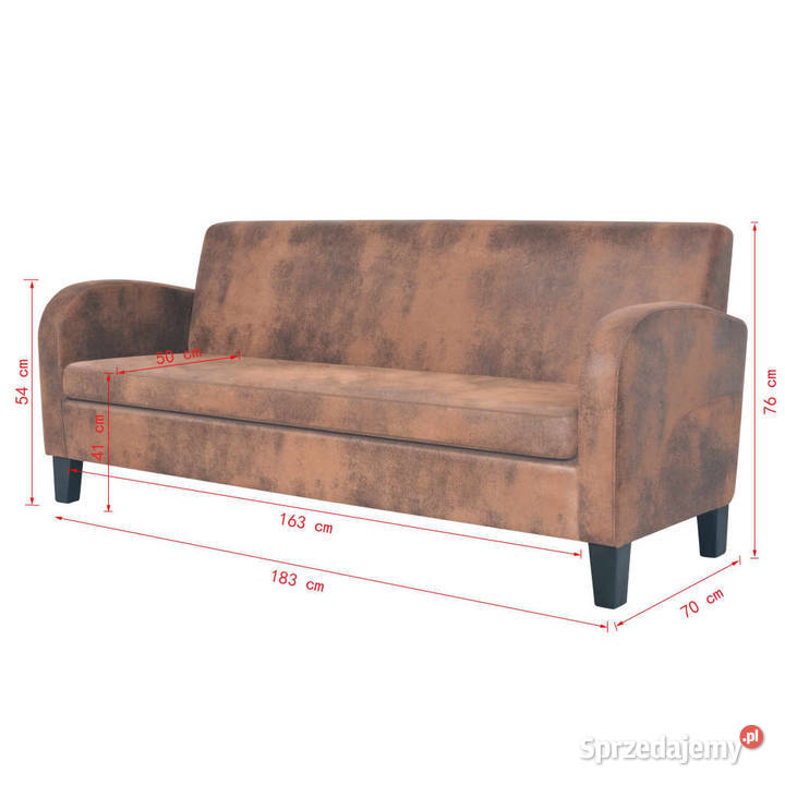 Sofa 3osobowa ze sztucznej skóry zamszowej Sofy i kanapy Warszawa