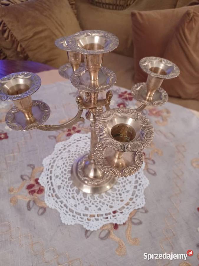 Piękny duży świecznik mosiężny Poznań