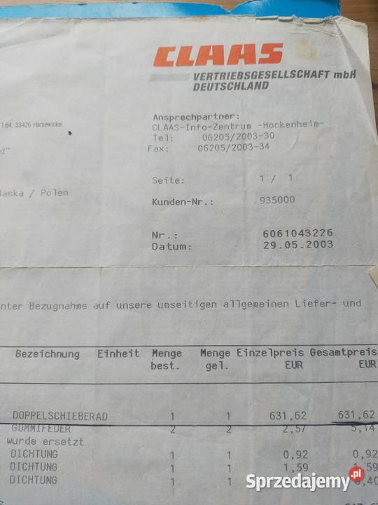 Koło zębate Claas Kolembrody