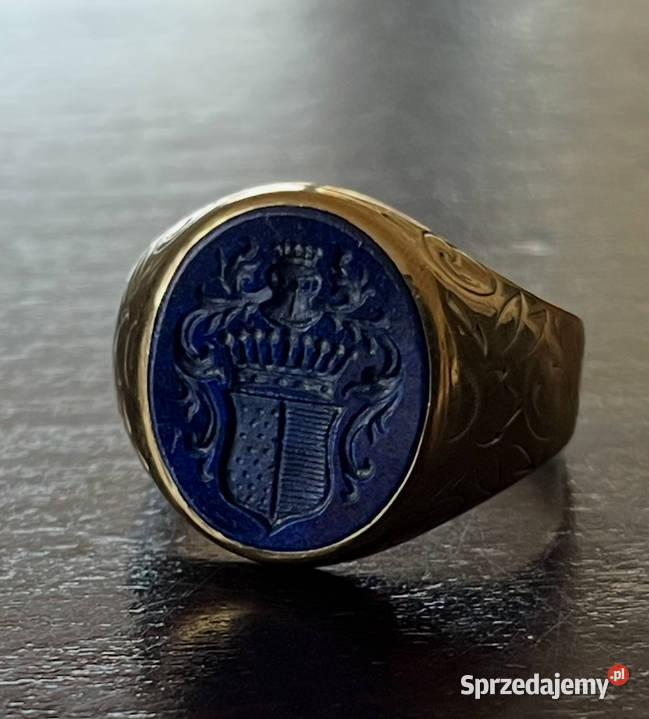 Złoty sygnet herbowy Graf von Plattenberg złoto Sygnety Mrągowo sprzedam