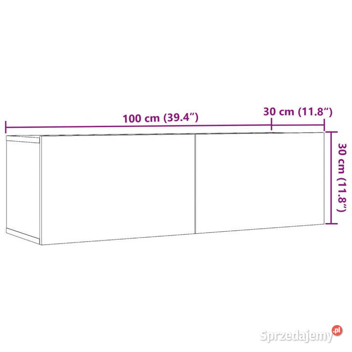Ścienne szafki TV 2 dąb artisian 100x30x30 RTV Warszawa