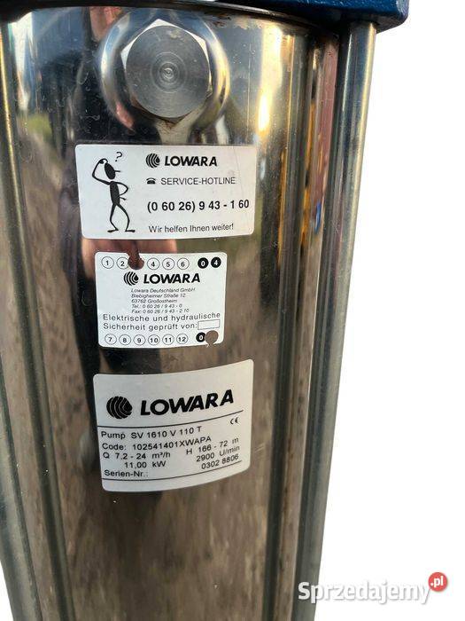 Pompa LOWARA SV1610V 11KW 72 24M3h H16672m NOWA wielkopolskie Tuliszków sprzedam