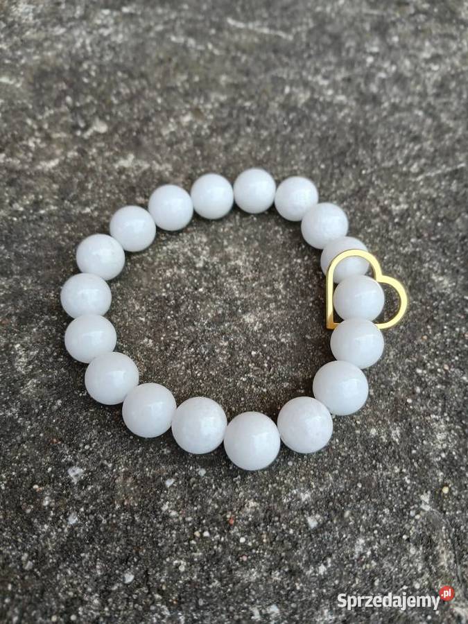 Bransoletka damska Agat biały z sercem Bransoletki Kielce