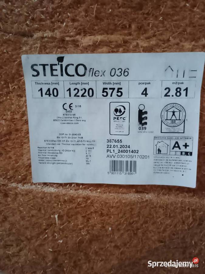 Wełna drzewna Steico Flex 036 140 mm 1686m Dom i Ogród Tresna