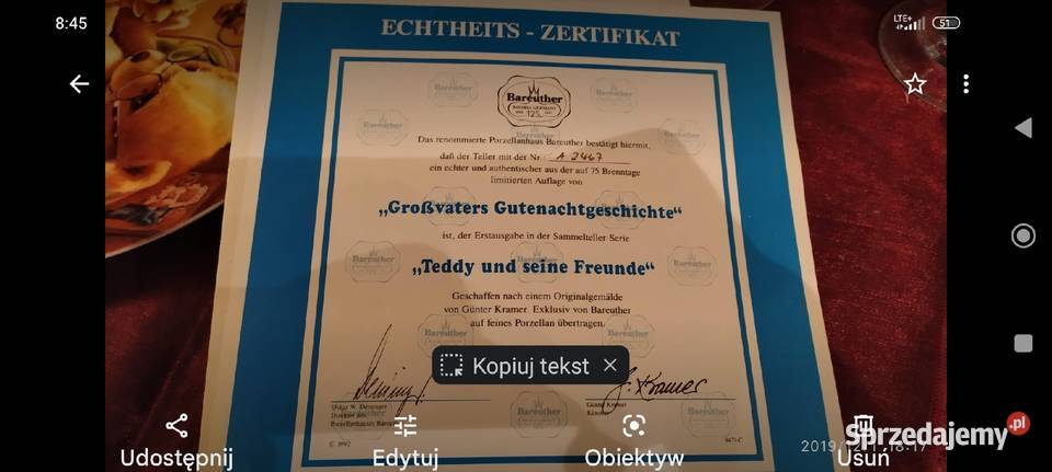 Talerz kolekcjonerski Miś Teddy porcelana Wrocław sprzedam