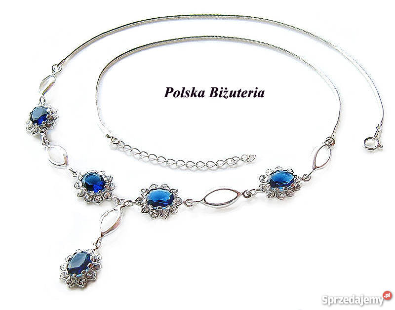 MEGA Srebrny Komplet z Szafirami na Prezent Białystok