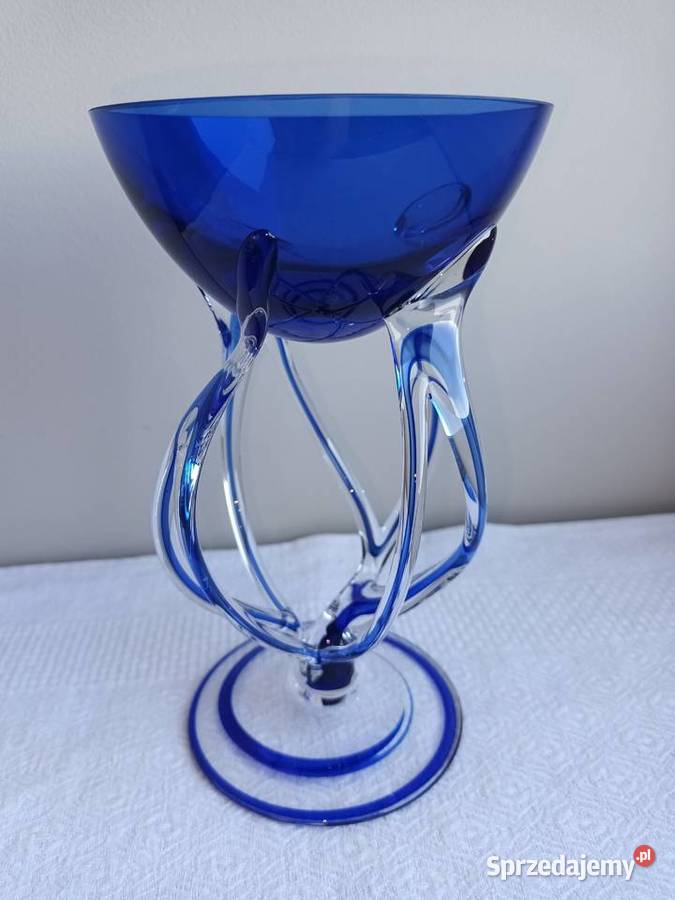 Piękny puchar niebieskie kobalt szkło Ceramika i szkło Gdańsk sprzedam