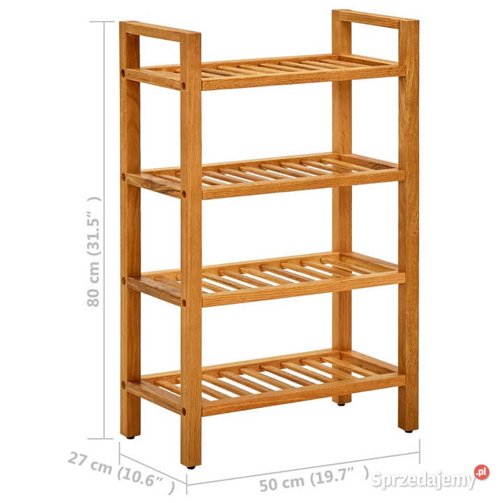 Stojak na buty z 4 półkami 50x27x80 lite drewno Na buty Warszawa
