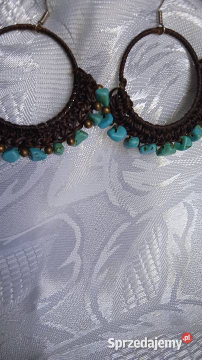 KOLCZYKI Z TURKUSAMI RĘKODZIEŁO Z AMERYKI wielkopolskie Piła sprzedam