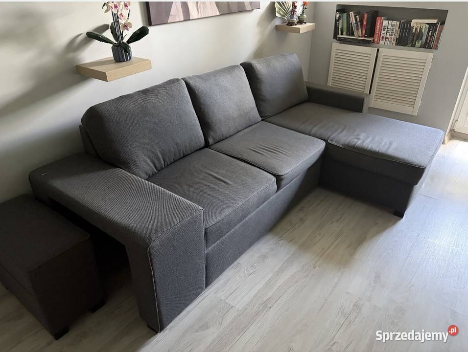 Kanapa z szezlongiem funkcja spania chowana pufa łódzkie Łódź sprzedam