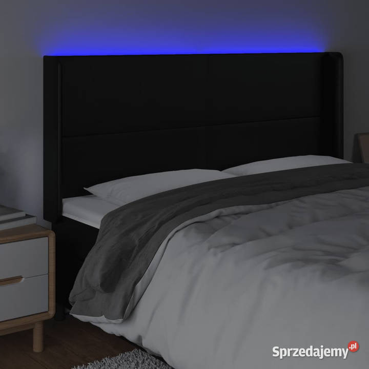 Zagłówek do łóżka z LED czarny 183x16x118128 mazowieckie Warszawa