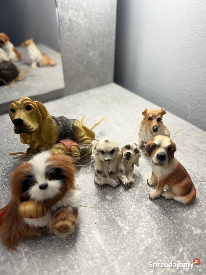 Zestaw 5 figurek zwierzątek piesków psy figury podkarpackie Jasło sprzedam