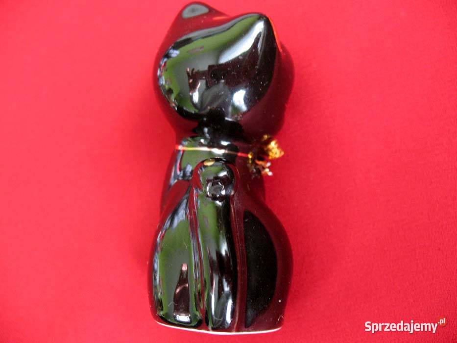 Kot kotek czarny z kokardą porcelana 7 x 35 x 3 Siedlce