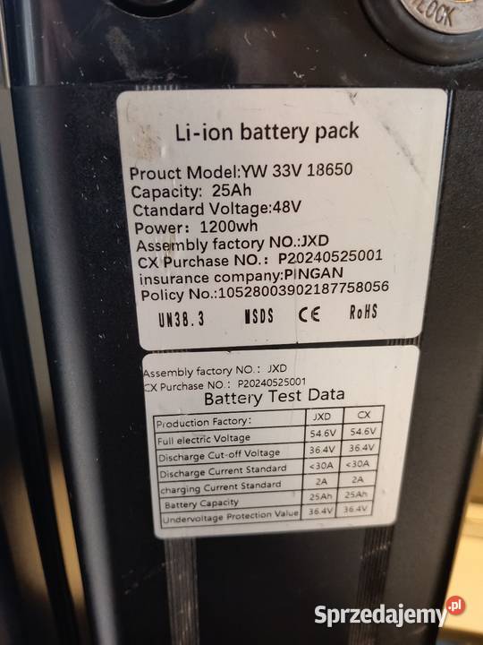 Pasebike M26 Mate 2 baterie 48V 25Ah