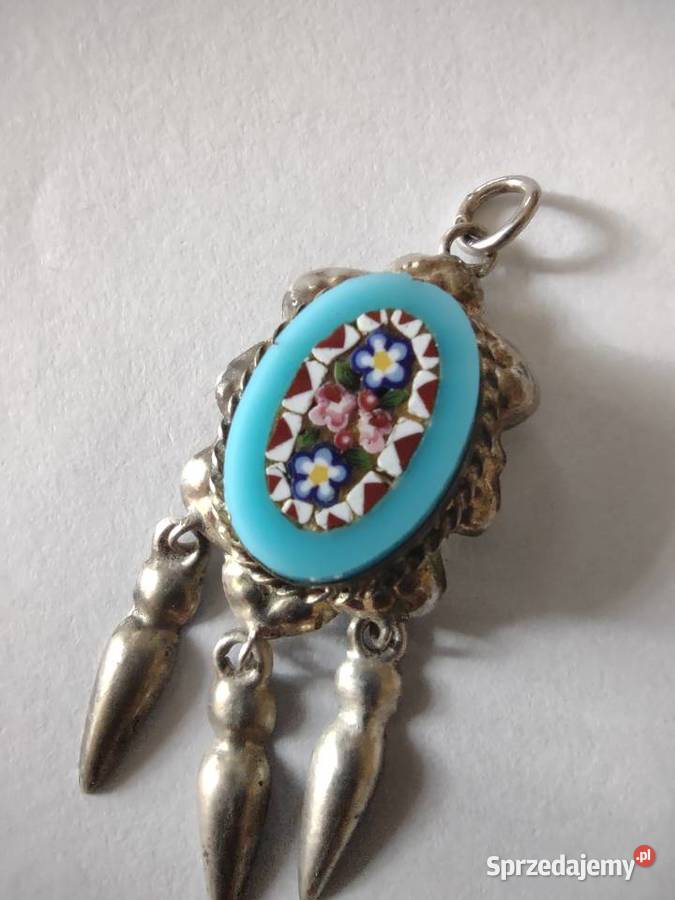 Stary wisiorek mikromozaika Millefiori Poznań