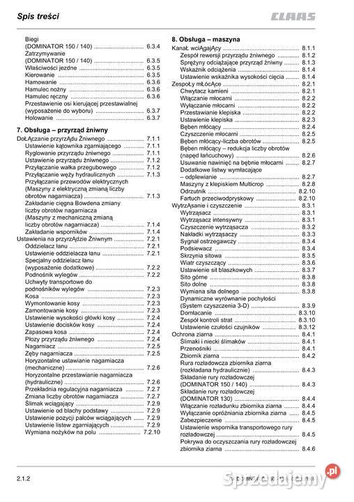 Instrukcja obsługi Claas dominator 130 140 150 Stalowa Wola