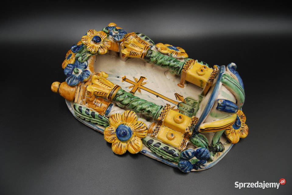 Niezwykła ceramiczna kropielnica fajans XIX w Poznań