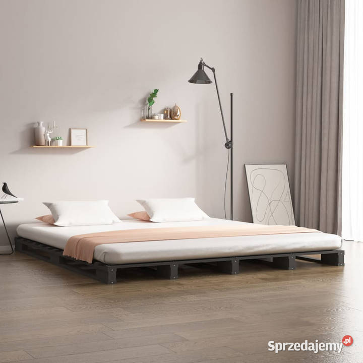 Łóżko z palet szare lite drewno 150x200 WM821399 mazowieckie Warszawa