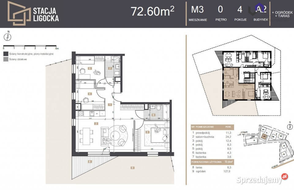 Mieszkanie 726m2 4 pokoje Katowice Ligocka