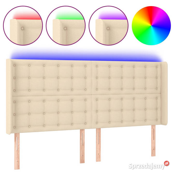 Zagłówek do łóżka z LED kremowy 183x16x118128 Warszawa