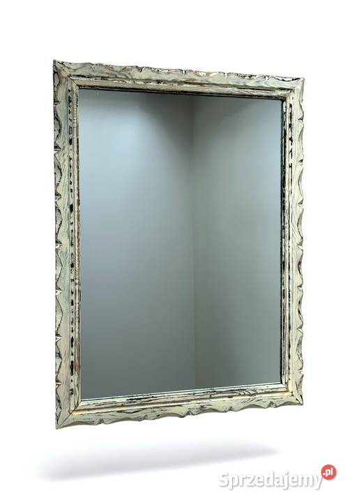 Vintage PRL masywne rustykalne lustro z litego Warszawa