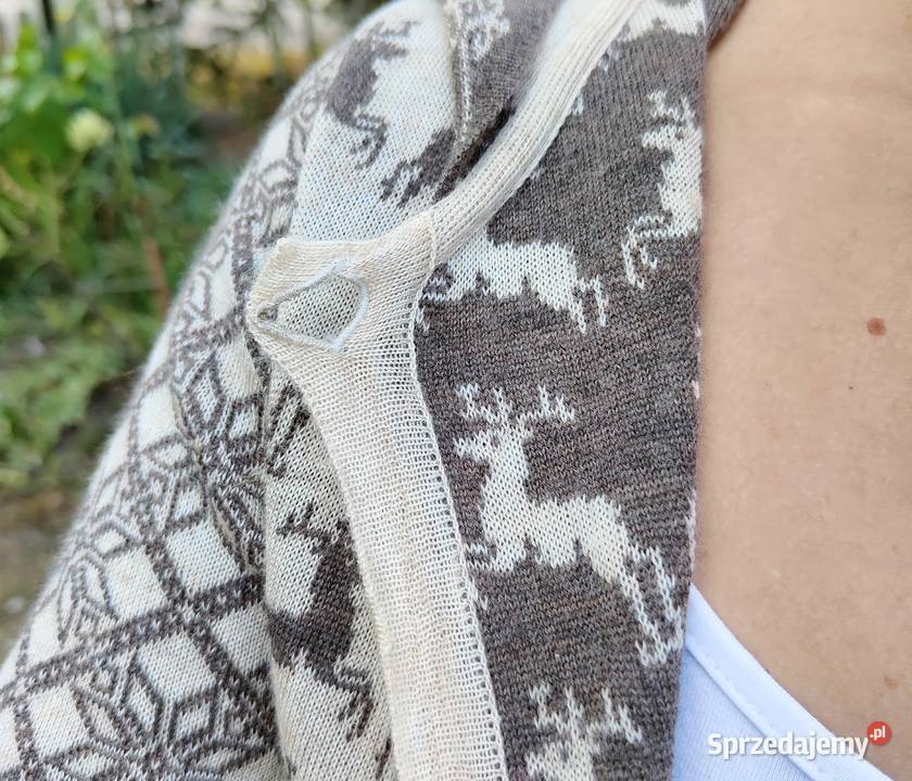 Sweter kardigan wełniany M 38 wełna beżowy wzór Swetry i golfy zachodniopomorskie Szczecin