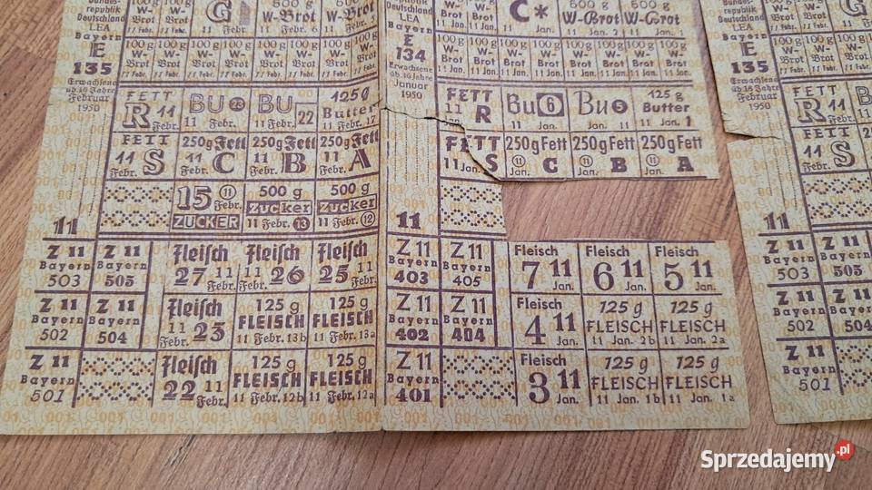 Oryginalne Kartki Żywnościowe RFN Bawaria 1950 r Świecie