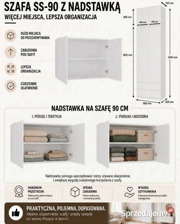 Szafa Malwa SS90 z Nadstawką BIAŁA